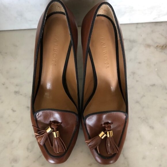 TALBOTS FLISS Cinnamon Black Cord Tassel Pumps 6M IOB - Picture 9 of 16